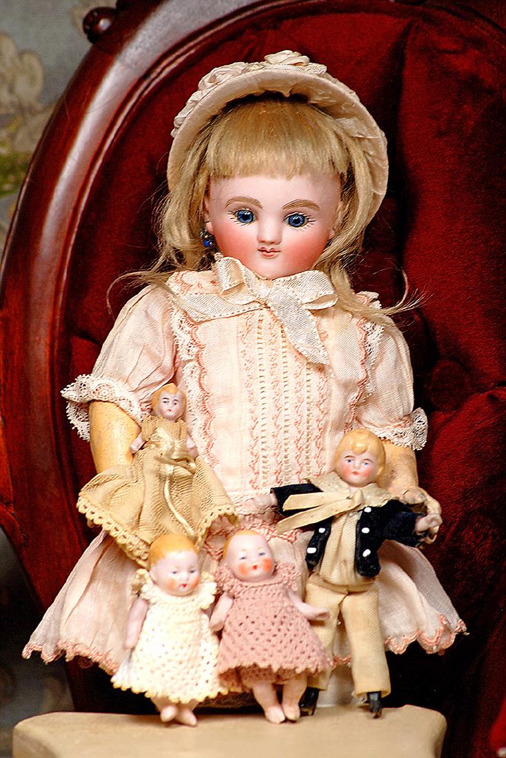 FOUR MINIATURE BISQUE DOLLS Includes: Two all-bisque 2 (1 of 2)