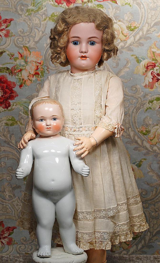 LARGE GERMAN BISQUE DOLL BY HANDWERCK Marks Germany,