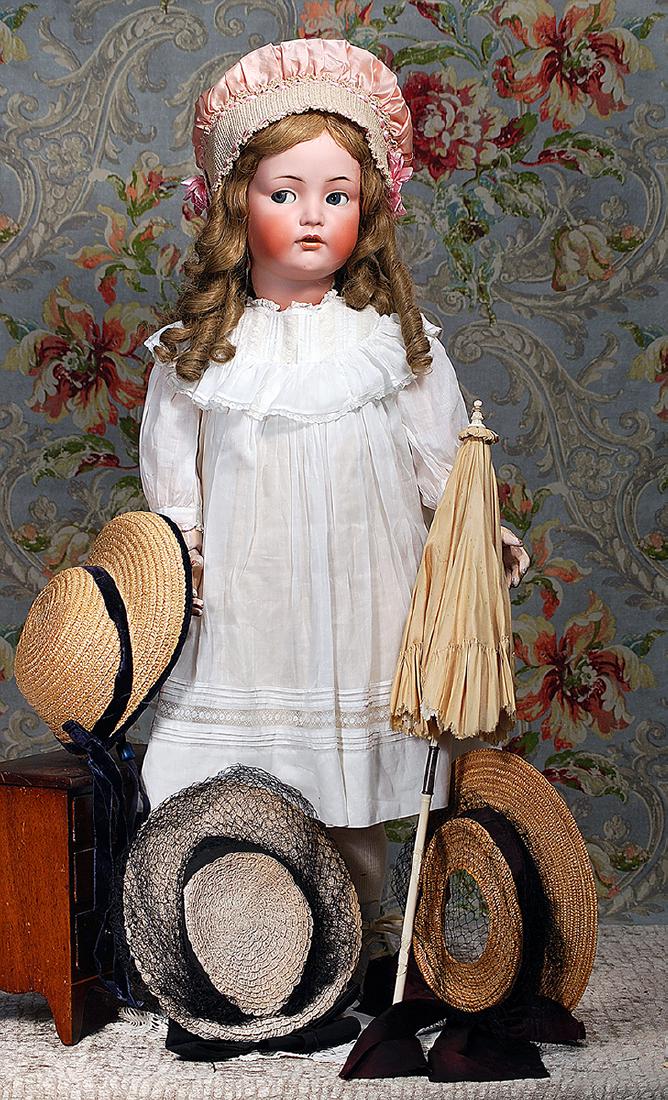 THREE STRAW BONNETS FOR LARGE DOLLS One white woven (1 of 2)