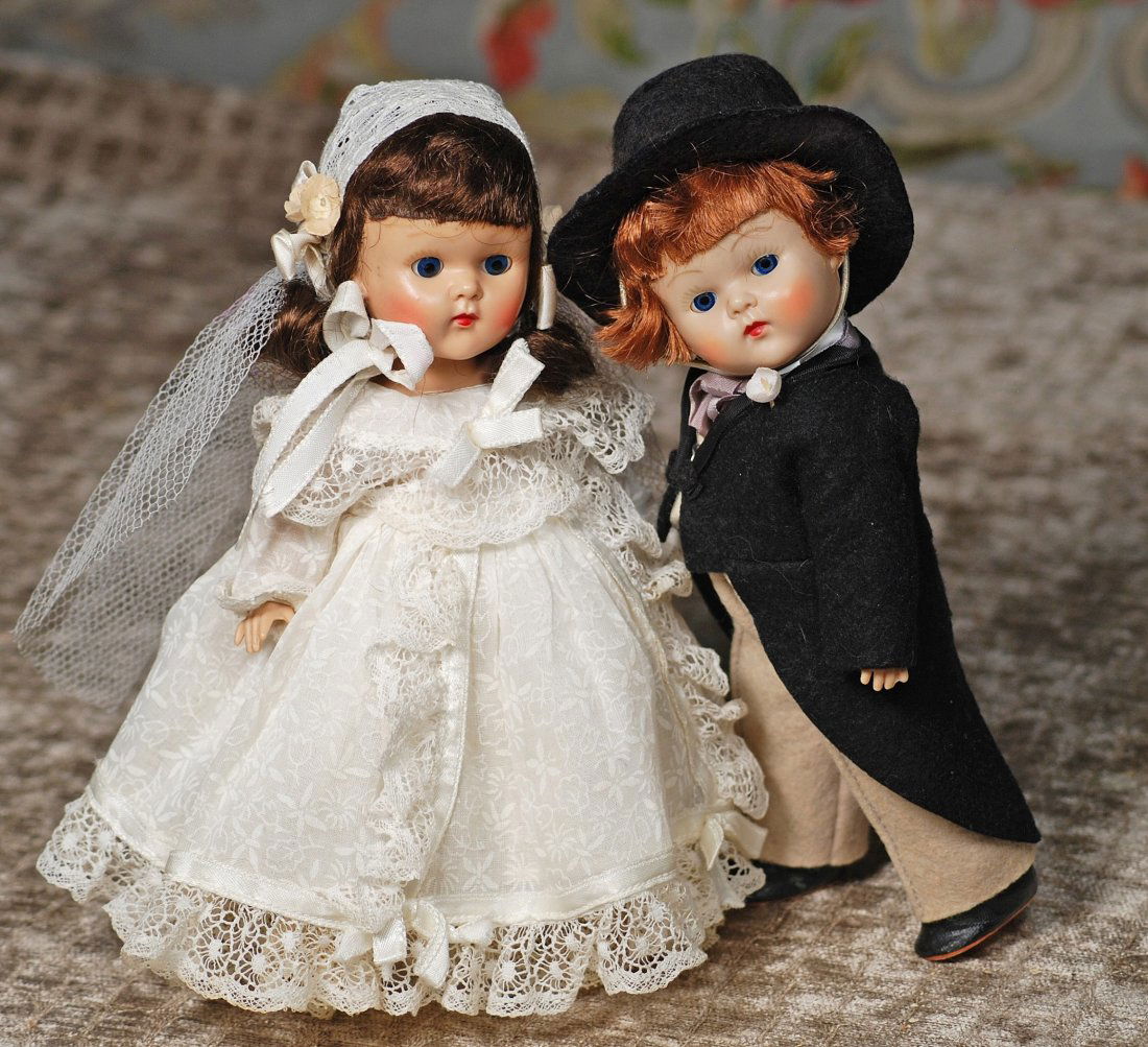 VOGUE GINNY HARD PLASTIC DOLLS AS BRIDE AND GROOM. Each (1 of 1)
