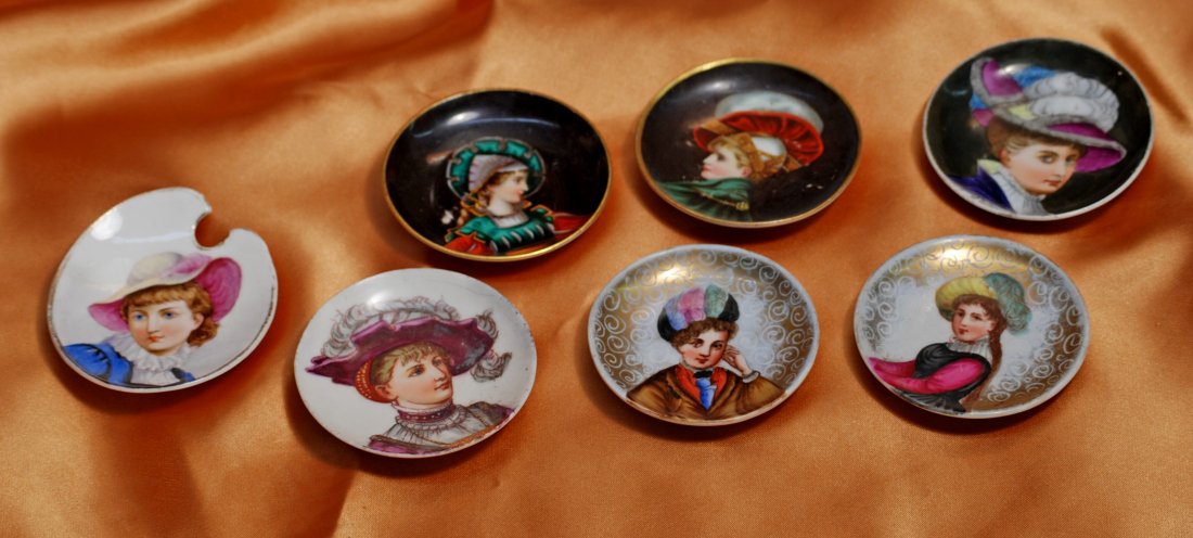 SEVEN ANTIQUE FRENCH PORCELAIN PORTRAIT PLATES (1 of 1)
