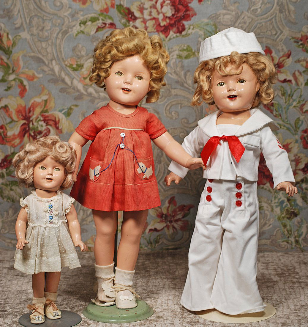 THREE COMPOSITION SHIRLEY TEMPLE DOLLS. (1 of 1)