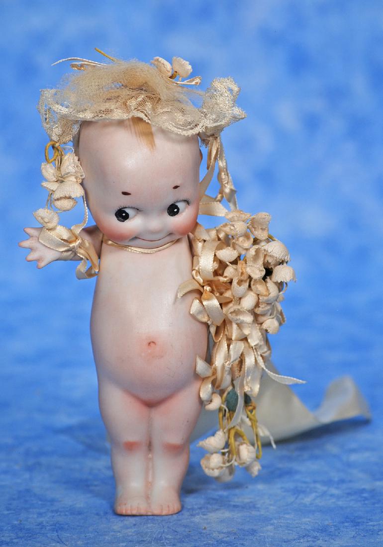 97. GERMAN BISQUE KEWPIE AS BRIDE. 5 ½”. (1 of 1)