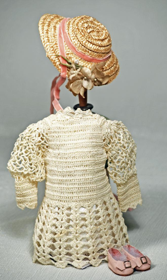 167. DOLL DRESS, BONNET & SHOES FOR SMALL DOLLS. Ivory (1 of 1)