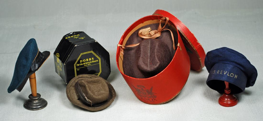 194. FOUR HATS FOR BOY DOLLS. Salesman’s sample (1 of 1)