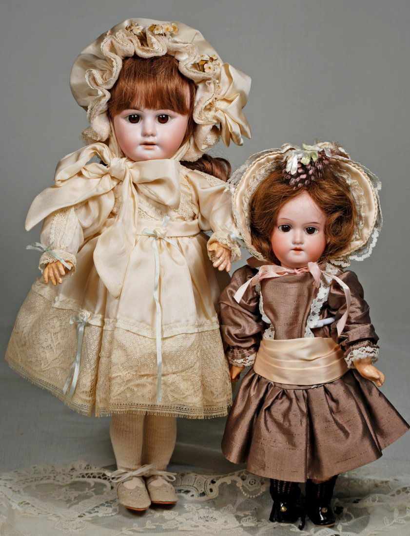 TWO GERMAN BISQUE DOLLS BY MARSEILLE. (1 of 1)