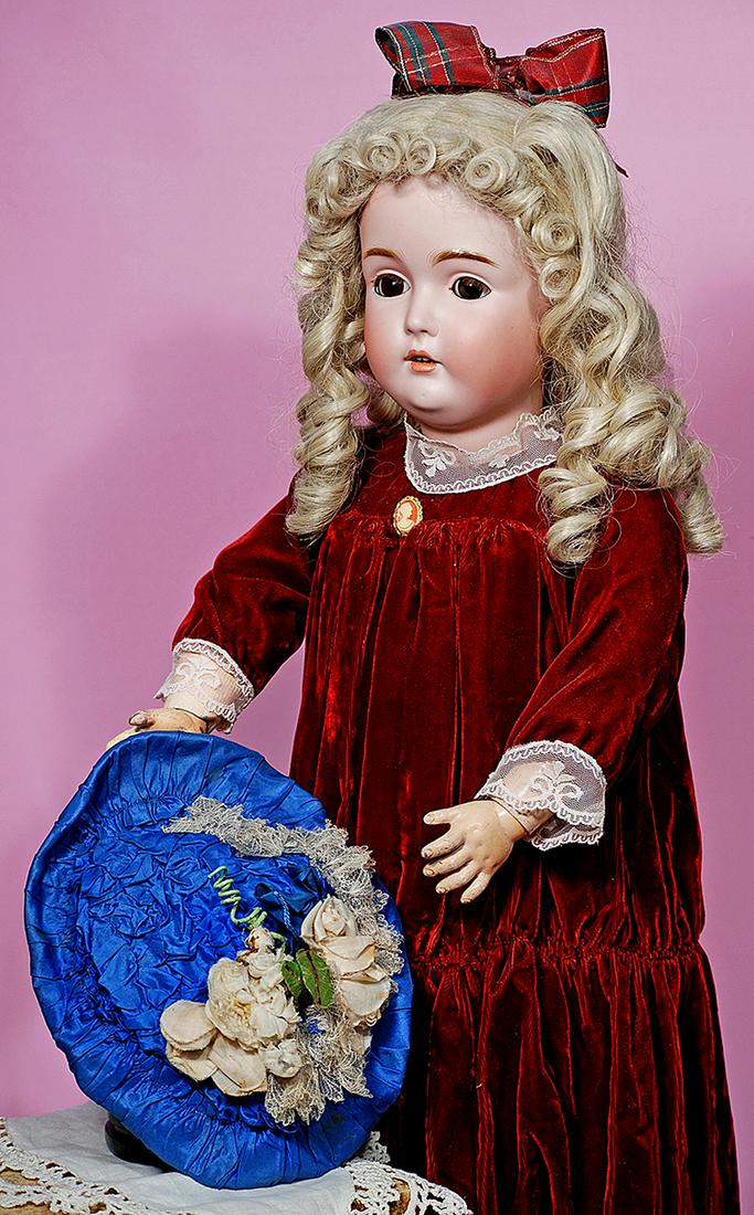 128. GERMAN BISQUE CHILD DOLL, 171, BY KESTNER.: 128. GERMAN BISQUE CHILD DOLL, 171, BY KESTNER. Marks: K. made in Germany 14/ 171. 24”. Bisque socket head, brown sleep eyes, painted lower lashes, applied upper lashes, molded and feathered brows, 