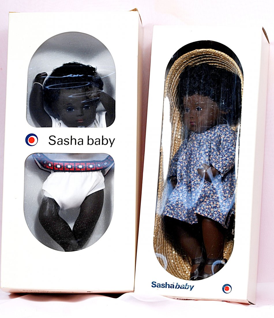 TWO BLACK SASHA BABY DOLLS. . (1 of 1)