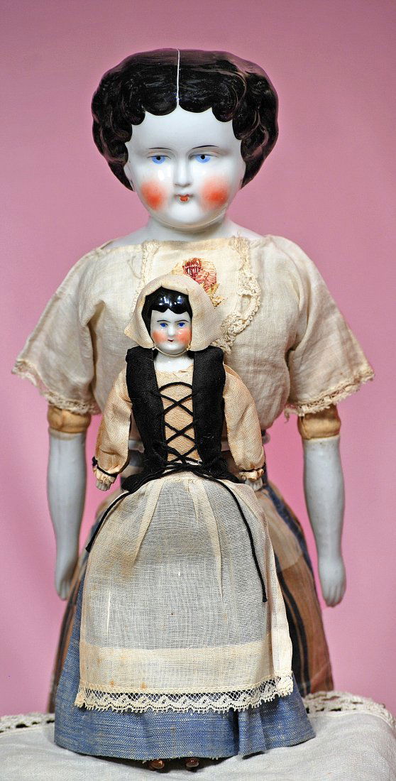 GERMAN PORCELAIN CHINA LADY AND ALL-ORIGINAL DOLL HOUSE (1 of 1)