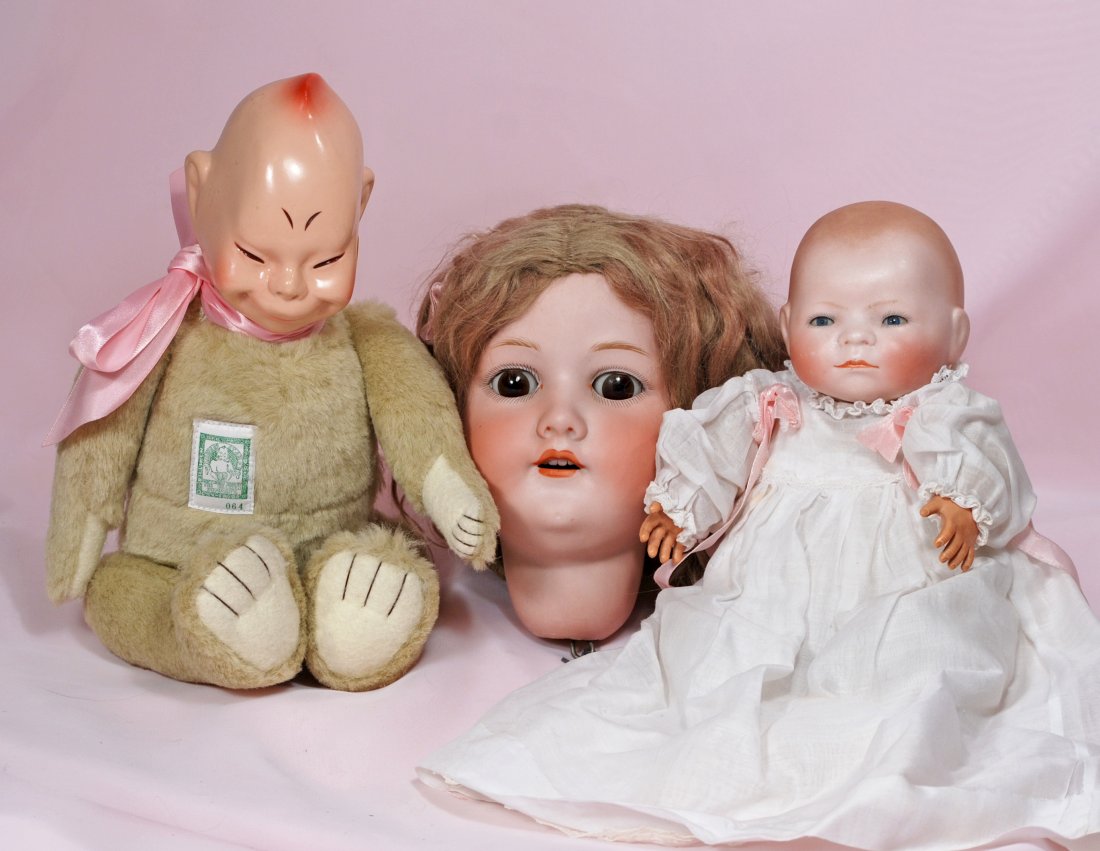 TWO GERMAN BISQUE DOLLS & 1990'S BILLIKEN (1 of 1)
