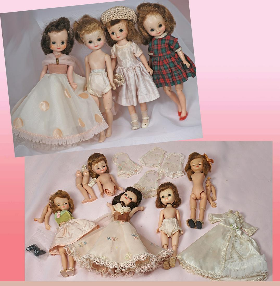 LOT OF NINE BETSY MC CALL HARD PLASTIC DOLLS & CLOTHES (1 of 1)