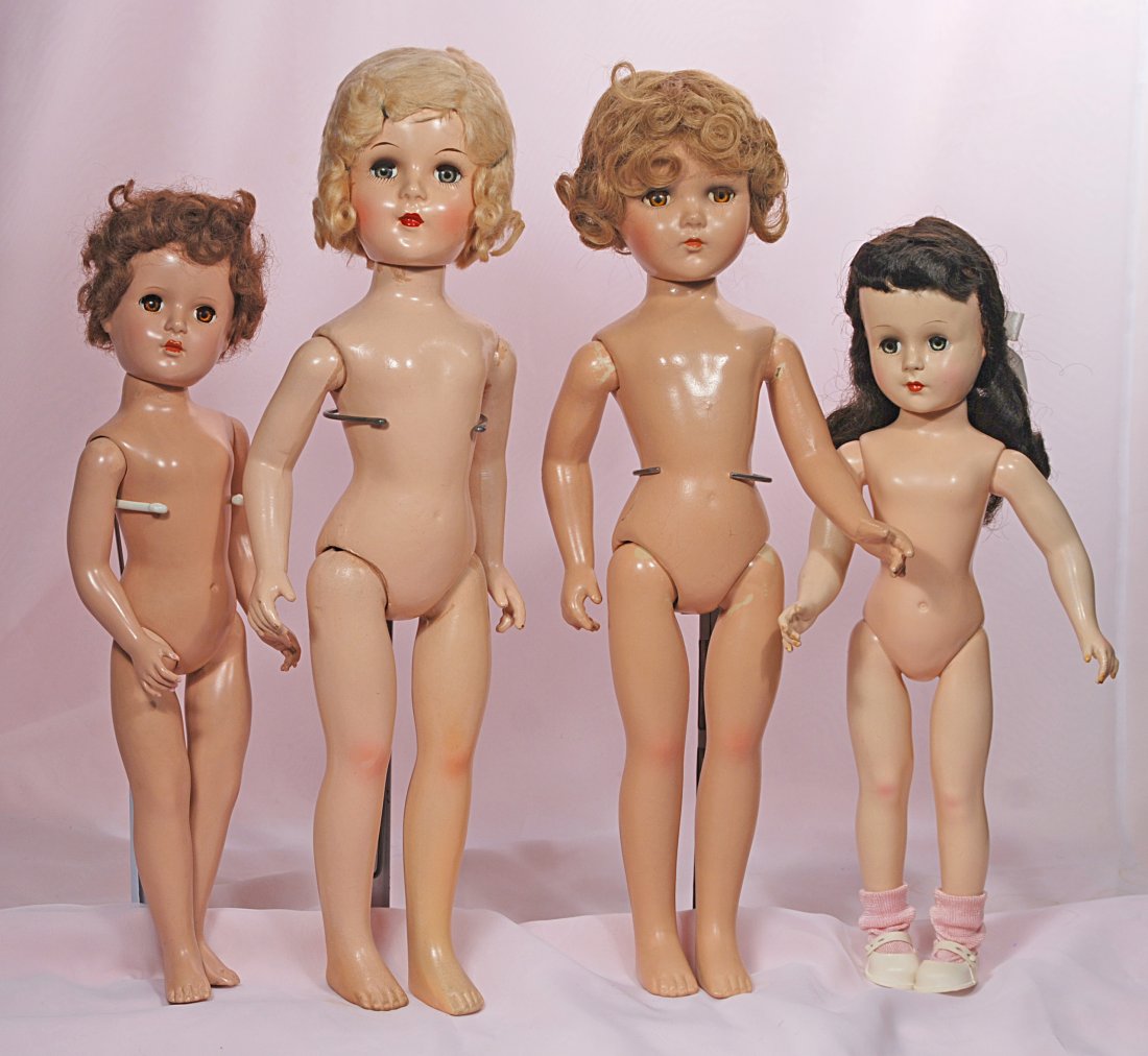 FOUR DOLLS -THREE COMPOSITION AND ONE HARD PLASTIC (1 of 1)