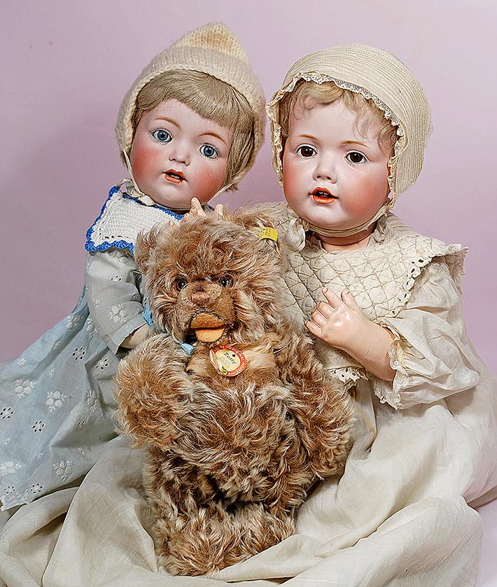 GERMAN BISQUE CHARACTER BABY BY FRANZ SCHMIDT: GERMAN BISQUE CHARACTER BABY BY FRANZ SCHMIDT. Marks: F. S. & C 1296. 19Â”. Bisque socket head, stationary blue glass eyes, painted lashes, feathered brows, breather nostrils, open mouth, accented