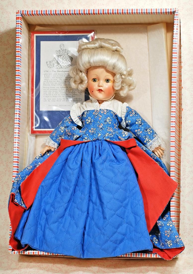 EFFANBEE 1750 - THE DEVELOPMENT OF CULTURE HISTORICAL: EFFANBEE 1750 - THE DEVELOPMENT OF CULTURE HISTORICAL DOLL IN ORIGINAL BOX. 14”. Marks: Effanbee Anne Shirley Composition socket head with smooth complexion, jointed body, platinum blonde hair a
