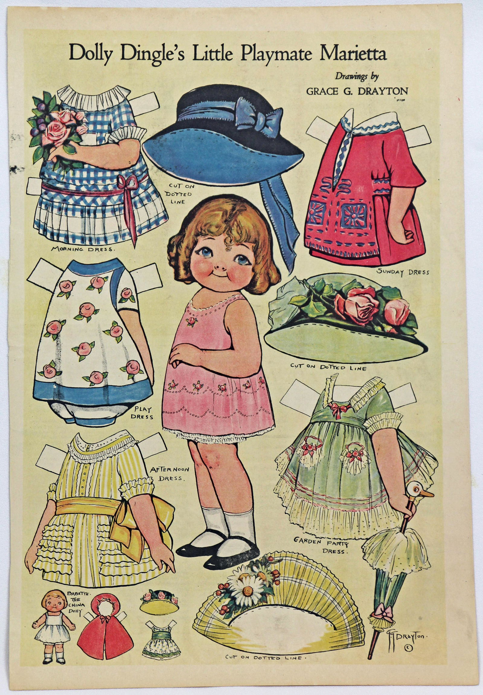 LOT OF 12 DOLLY DINGLE UNCUT SHEETS BY GRACE DRAYTON: LOT OF 12 DOLLY DINGLE UNCUT SHEETS BY GRACE DRAYTON 1921-1922. 15 3/4"x 10 1/2" sheets. Includes: Dolly Dingle’s Playmate Marietta, Dolly Dingle Take up Light Opera – Erminie, Dolly Dingle Take u