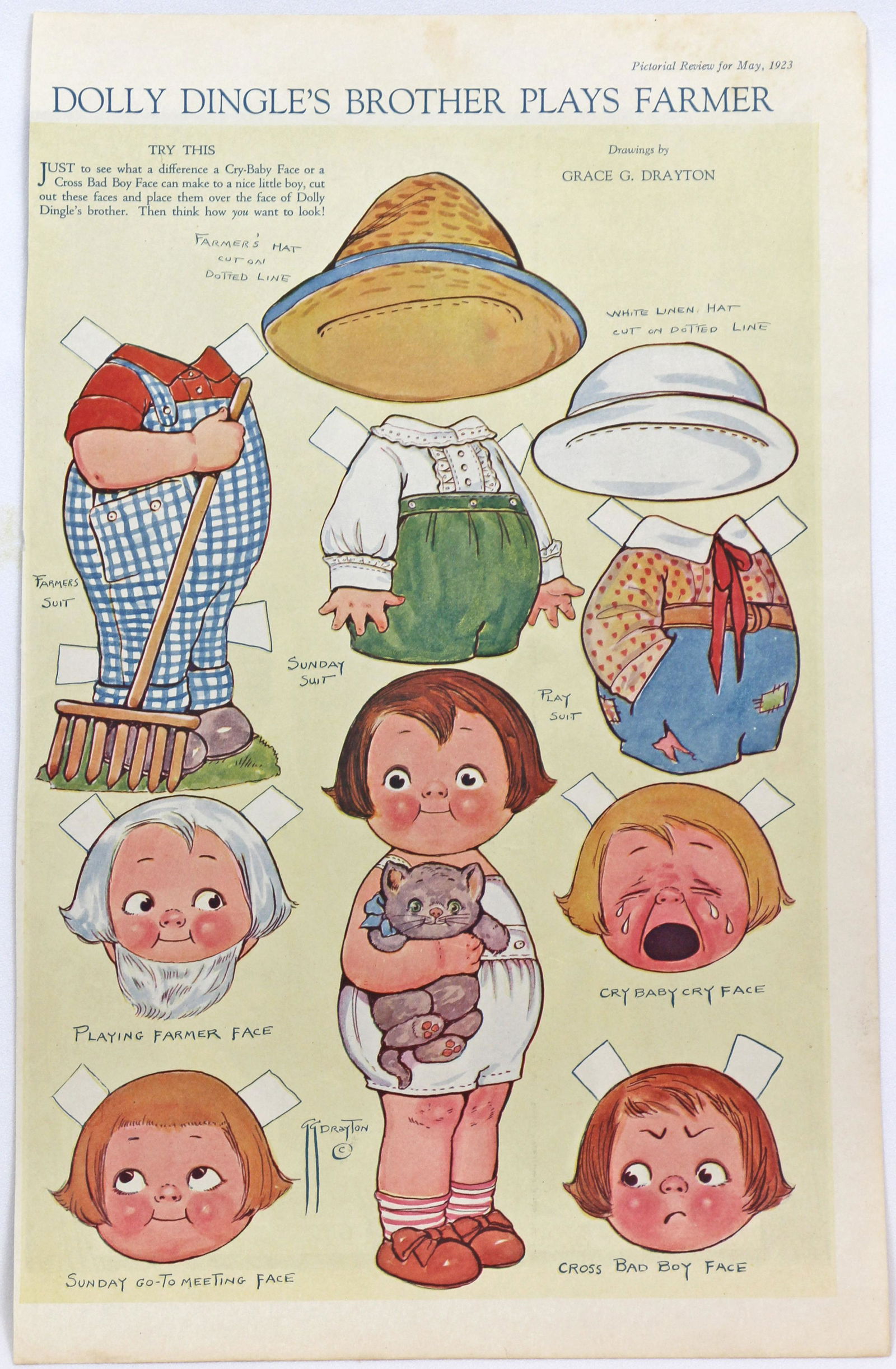 LOT OF 12 DOLLY DINGLE UNCUT SHEETS & 2 ADVERTISEMENT: LOT OF 12 DOLLY DINGLE UNCUT SHEETS & 2 ADVERTISEMENT PAGES 1923-1928. 15 3/4"x 10 1/2" sheets. Includes: Dolly Dingle’s Brother Plays Farmer, Dolly Dingle’s Gowns and Faces, Dolly Dingle’s Fido