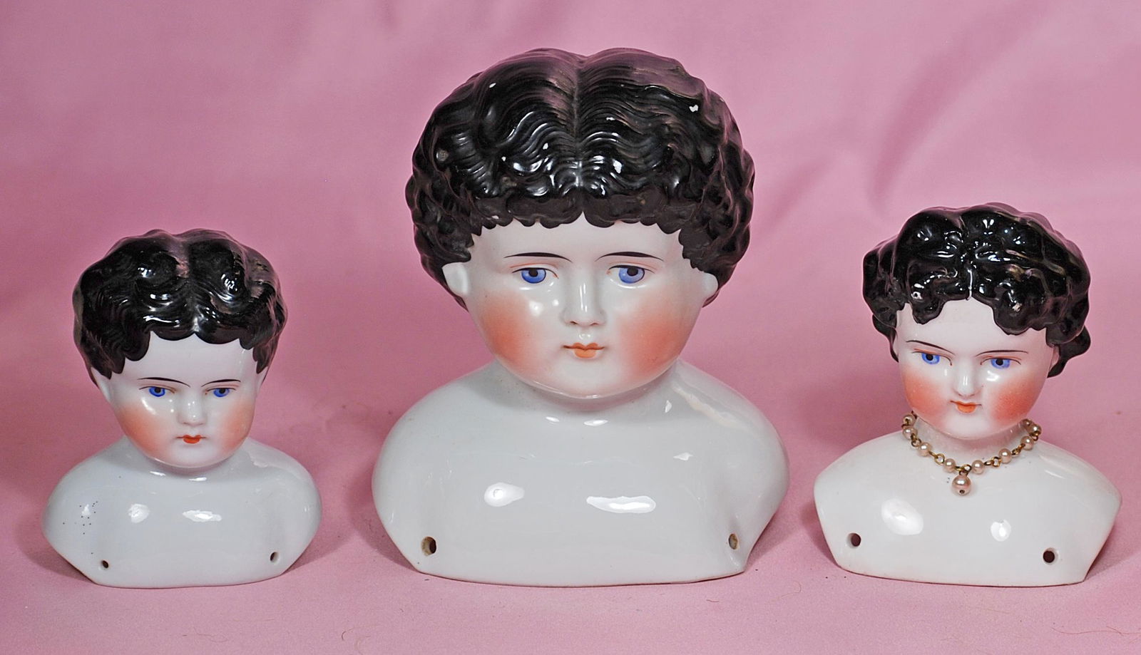 THREE GERMAN CHINA SHOULDER HEADS (1 of 1)