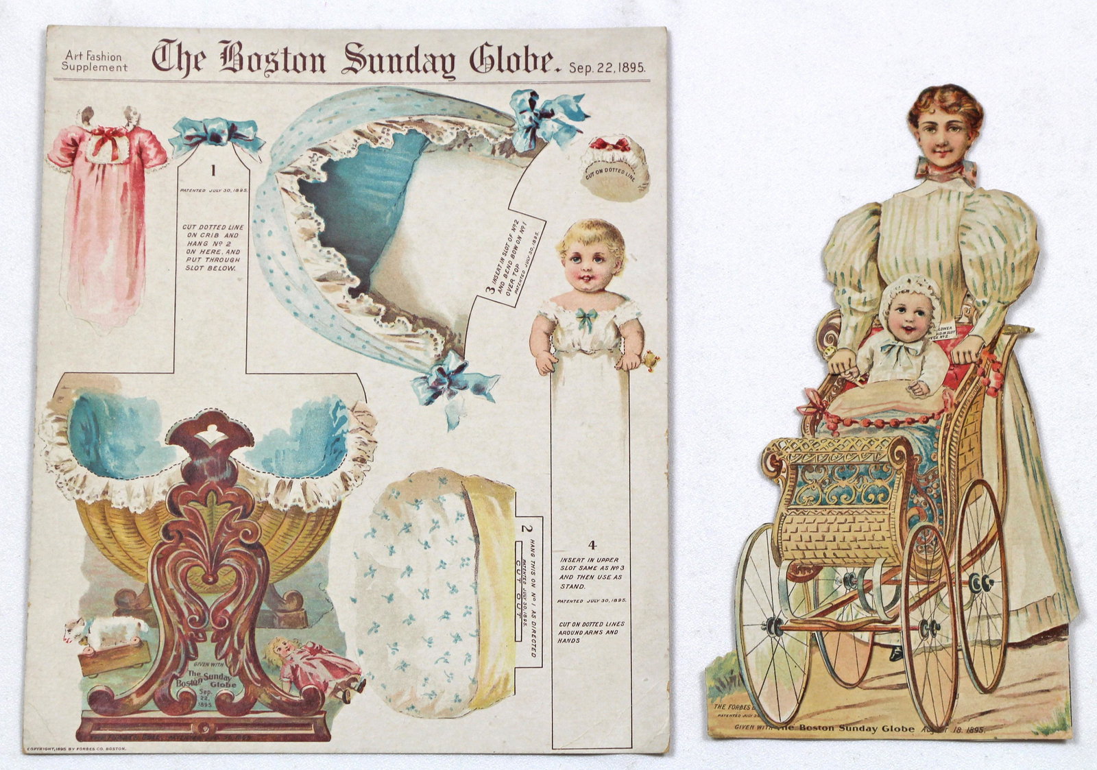VICTORIAN PAPER DOLL WITH BABIES, 1895 AND DIE CUT (1 of 4)