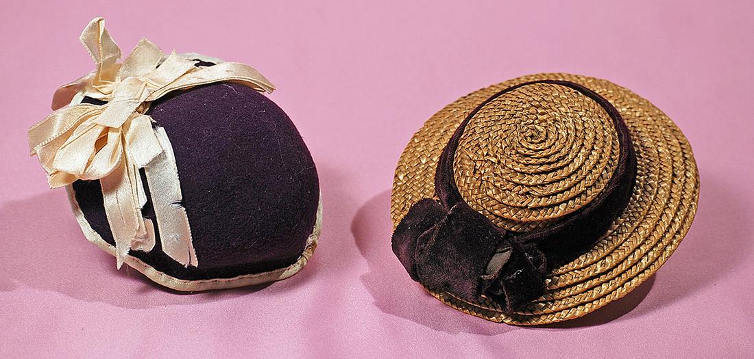 TWO SMALL DOLL BONNETS. (1 of 1)