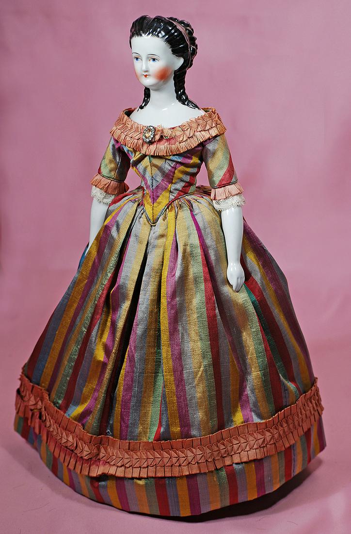 ELEGANT 1860'S GERMAN PORCELAIN LADY WITH LONG CURLS (1 of 3)