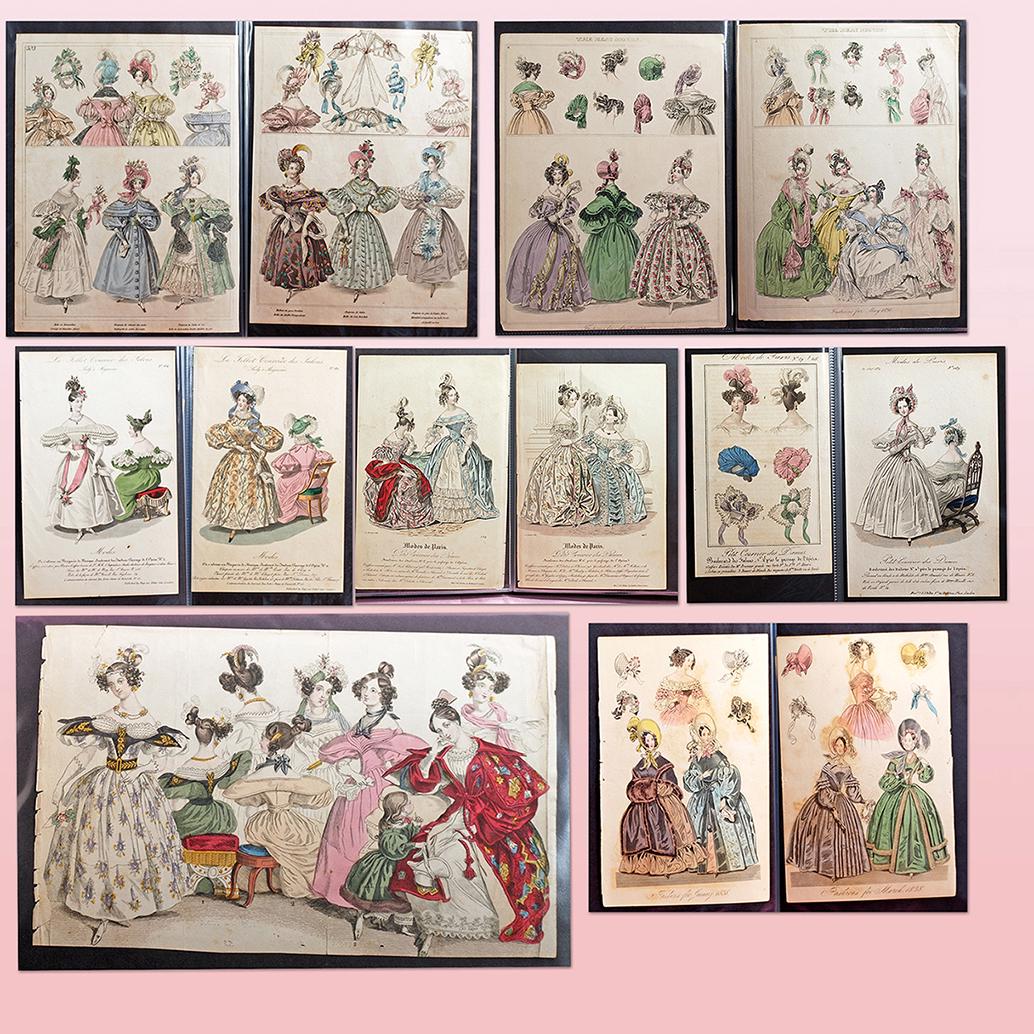 FOLIO OF EARLY FASHION HAND-COLORED ENGRAVINGS. (1 of 8)