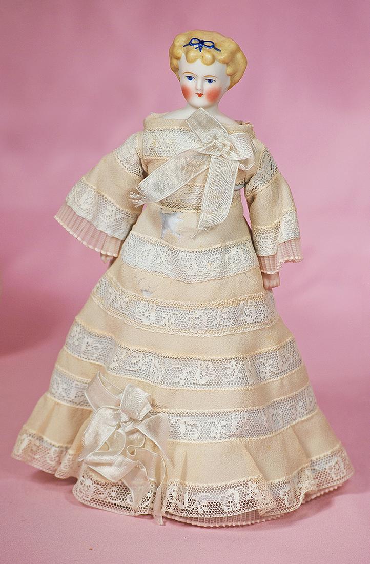 PETITE GERMAN BISQUE DOLL WITH SCULPTED BLONDE HAIR AND (1 of 1)