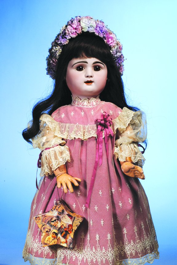 FRENCH BISQUE BEBE BY RABERY & DELPHIEU. Marks: : FRENCH BISQUE BEBE BY RABERY & DELPHIEU. Marks: R.3. D. 24". Bisque socket head, brown paperweight eyes, painted lashes, eyeliner, feathered and brushstroked brows, pierced ears, closed mouth, shaded 