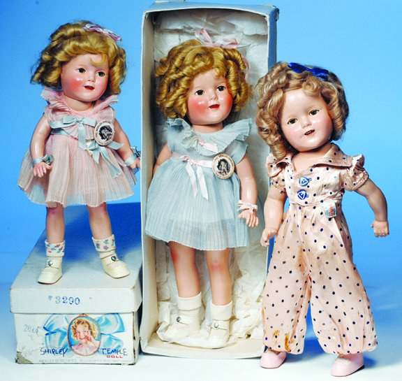 ALL-ORIGINAL SHIRLEY TEMPLE DOLL IN PINK PLEATED D