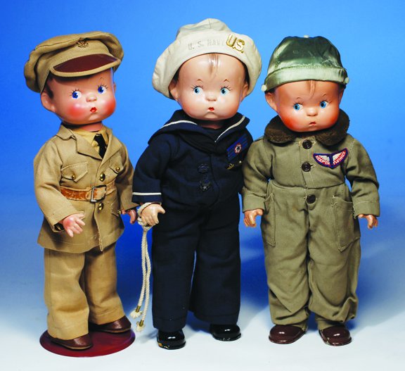 VERY RARE EFFANBEE SKIPPY "AVIATOR" COMPOSITION D: VERY RARE EFFANBEE SKIPPY "AVIATOR" COMPOSITION DOLL. © P. L. Cosby. 14". Composition swivel head, arms, and legs, cloth torso, molded and painted hair, painted features, side-glancing blue eyes, poi