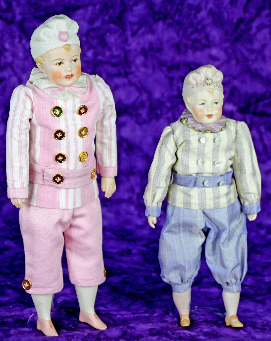 TWO ARTIST DOLLS WITH SCULPTED HATS AND COLLARS (1 of 1)