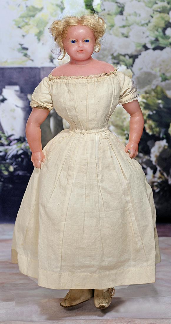 BEAUTIFUL ENGLISH POURED WAX DOLL IN ORIGINAL WOODEN (1 of 2)