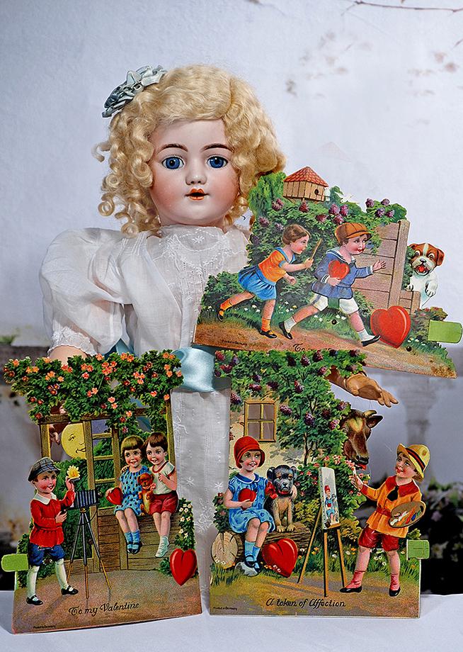 THREE ANTIQUE GERMAN DIE-CUT VALENTINES (1 of 1)