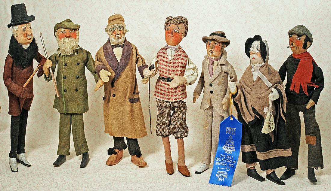 COLLECTION OF SEVEN STOCKINETTE CARICATURE DOLLS FROM (1 of 1)