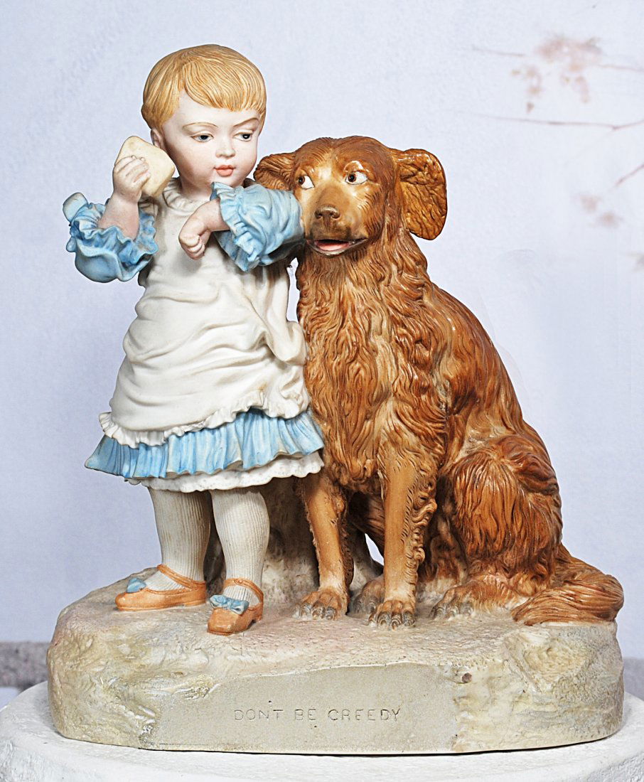 BISQUE FIGURINE "DON’T BE GREEDY" (1 of 1)