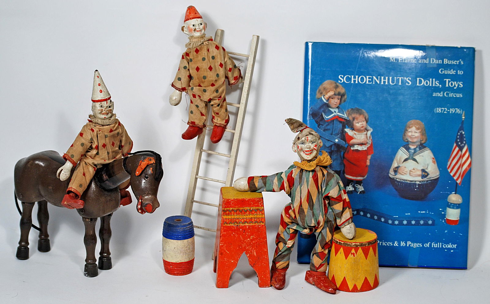 SCHOENHUT CIRCUS CLOWNS, DONKEY AND ACCESSORIES (1 of 1)