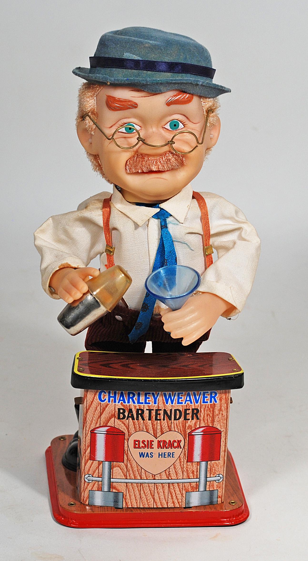 BATTERY OPERATED 1960s CHARLEY WEAVER BARTENDER TOY (1 of 1)