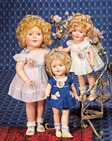 COMPOSITION SHIRLEY TEMPLE IN "SCOTTIE DOG" DRESS.: COMPOSITION SHIRLEY TEMPLE IN "SCOTTIE DOG" DRESS. Marks: 13 Copr. Shirley Temple/Ideal N & T (head); body 13 Shirley Temple. Composition socket head on five-piece jointed body, sleep eyes, applied an