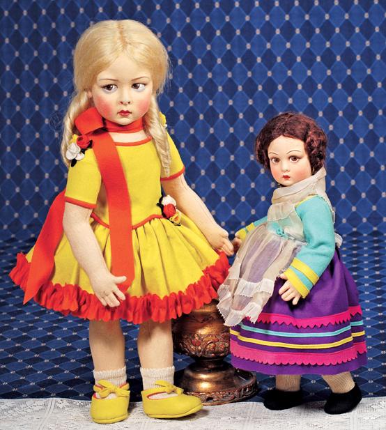 RARE, ALL-ORIGINAL LENCI SERIES 149 DOLL "ROSALINA: RARE, ALL-ORIGINAL LENCI SERIES 149 DOLL "ROSALINA". Marks: Lenci D.E.Scavini, Made in Italy 110/53" (tag inside skirt). 19". This doll represents the Series 149 doll adapted from the 110 face in 1926