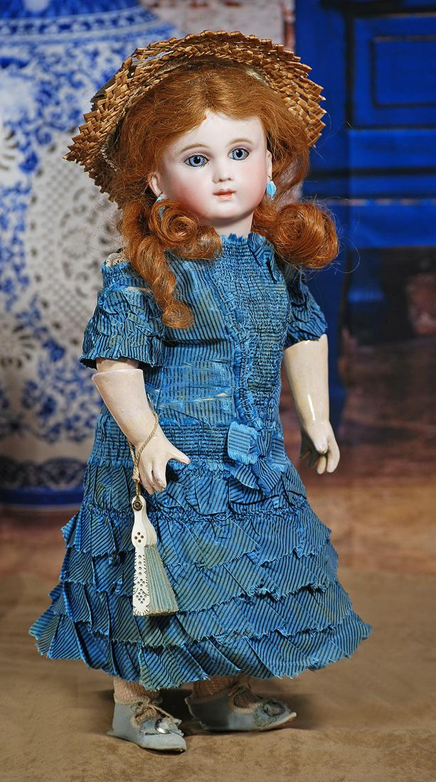 101. GORGEOUS SCHMITT ET FILS FRENCH BISQUE BEBE WITH: 101. GORGEOUS SCHMITT ET FILS FRENCH BISQUE BEBE WITH SPLENDID EYES. 15 ½”. Marks: Sch in shield and crossed hammers (on head and derriere). Bisque socket head, blue paperweight eyes with s