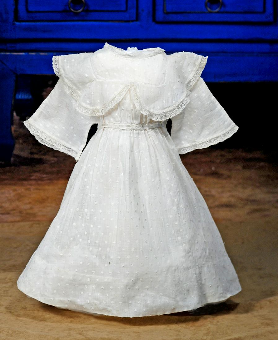 102.  ANTIQUE DOTTED SWISS DOLL DRESS.  5” (1 of 1)