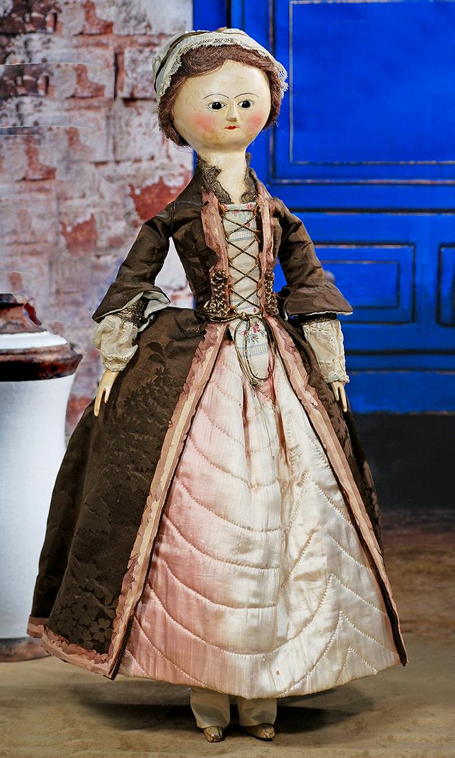 139.  A VERY FINE ENGLISH WOODEN QUEEN ANNE DOLL IN (1 of 2)