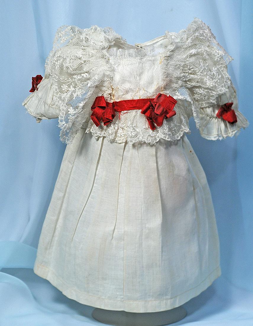 165.  ANTIQUE DOLL DRESS.  White cotton dress has high (1 of 1)