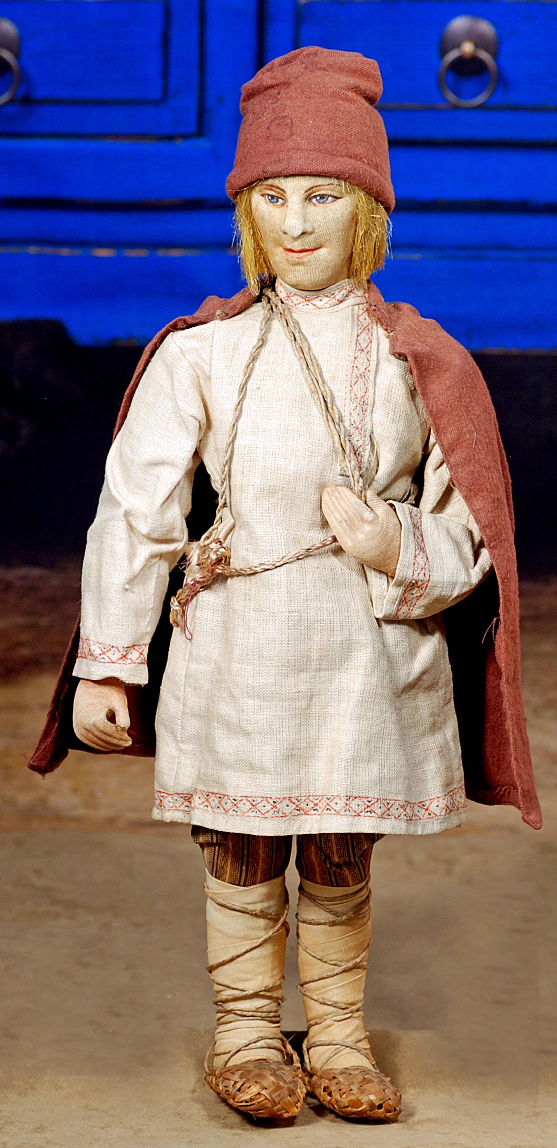 244.  RUSSIAN CLOTH DOLL.  16”. Stockinette with (1 of 1)