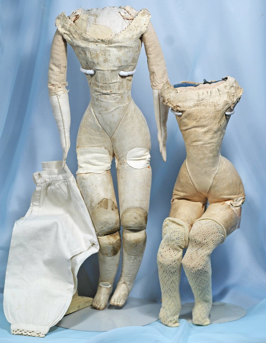 277.  TWO KID LEATHER FASHION DOLL BODIES.  18”. (1 of 1)
