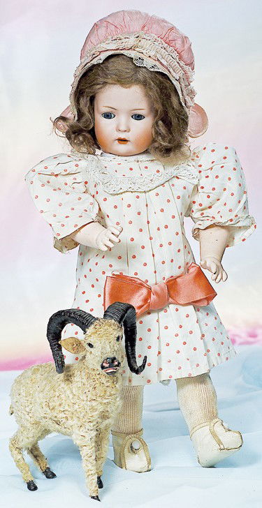 BRUNO SCHMIDT GERMAN BISQUE MOLD 2072 TODDLER. Mar: BRUNO SCHMIDT GERMAN BISQUE MOLD 2072 TODDLER. Marks: BSW/ 2072. 16". Bisque socket head, blue sleep eyes, painted lashes, feathered brows, plump cheeks, open mouth, shaded and accented lips, two uppe