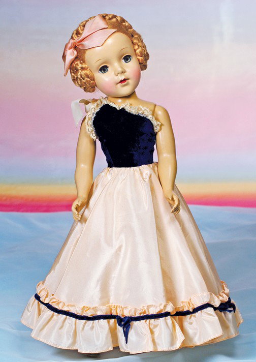 NANCY ANN STYLE-SHOW HARD PLASTIC GLAMOUR DOLL. M: NANCY ANN STYLE-SHOW HARD PLASTIC GLAMOUR DOLL. Marks: None. 18". Hard plastic socket head on five-piece jointed body, blue sleep eyes, applied and painted lashes, arched and tapered brows, closed mou