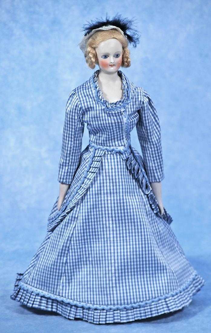 GERMAN PORCELAIN LADY DOLL WITH RARE GLASS EYES BY C.F. KLING (1 of 2)