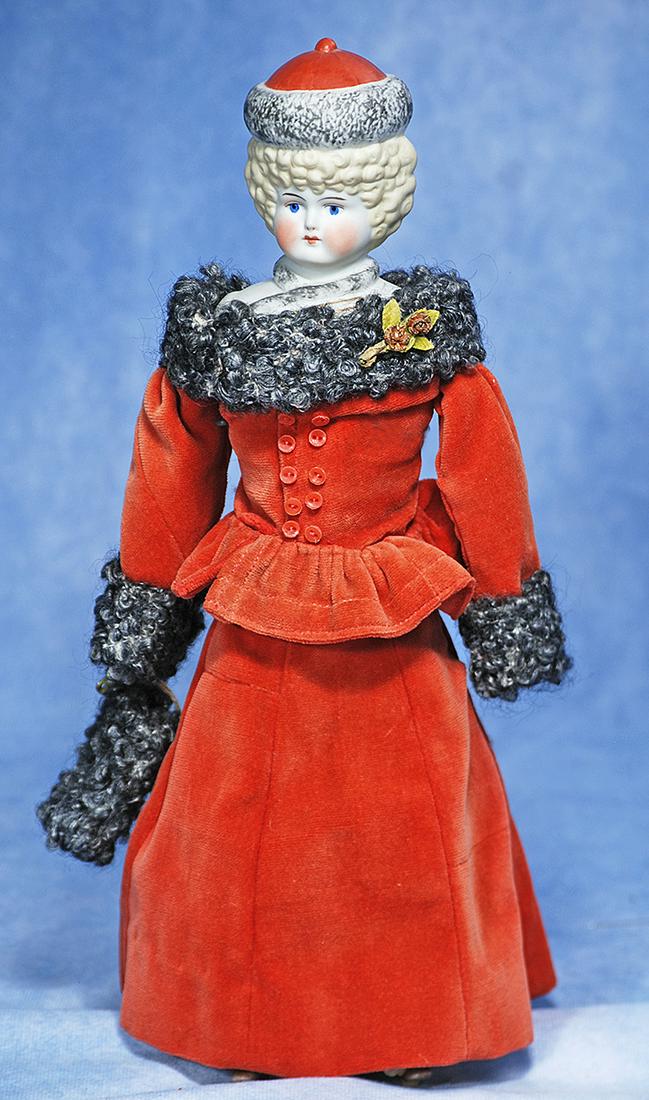 GERMAN BISQUE LADY WITH SCULPTED BONNET AND BODICE BY HERTWIG (1 of 2)