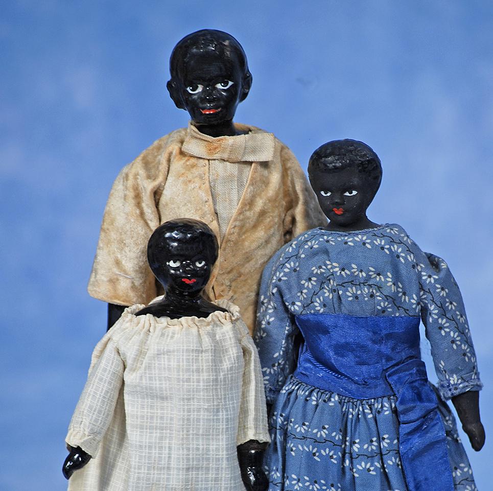 THREE SMALL BLACK CHINA & BISQUE DOLLS (1 of 2)