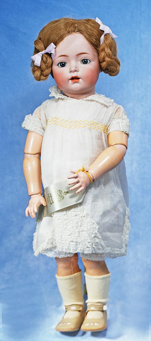 LARGE KAMMER & REINHARDT CHARACTER, 121, TODDLER: 108. LARGE KAMMER & REINHARDT CHARACTER, 121, TODDLER. 24". Marks: S & H, K * R 121. Bisque socket head, blue sleep eyes, painted lashes, feathered and brushstroked brows, dimple cheeks, open mouth, a